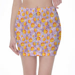 Watercolor Apricot Fruit Pattern Print Pencil Mini Skirt