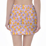 Watercolor Apricot Fruit Pattern Print Pencil Mini Skirt