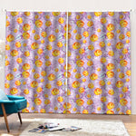 Watercolor Apricot Fruit Pattern Print Pencil Pleat Curtains