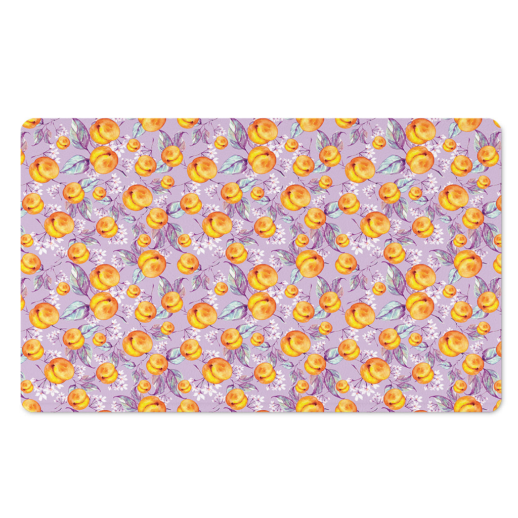 Watercolor Apricot Fruit Pattern Print Polyester Doormat