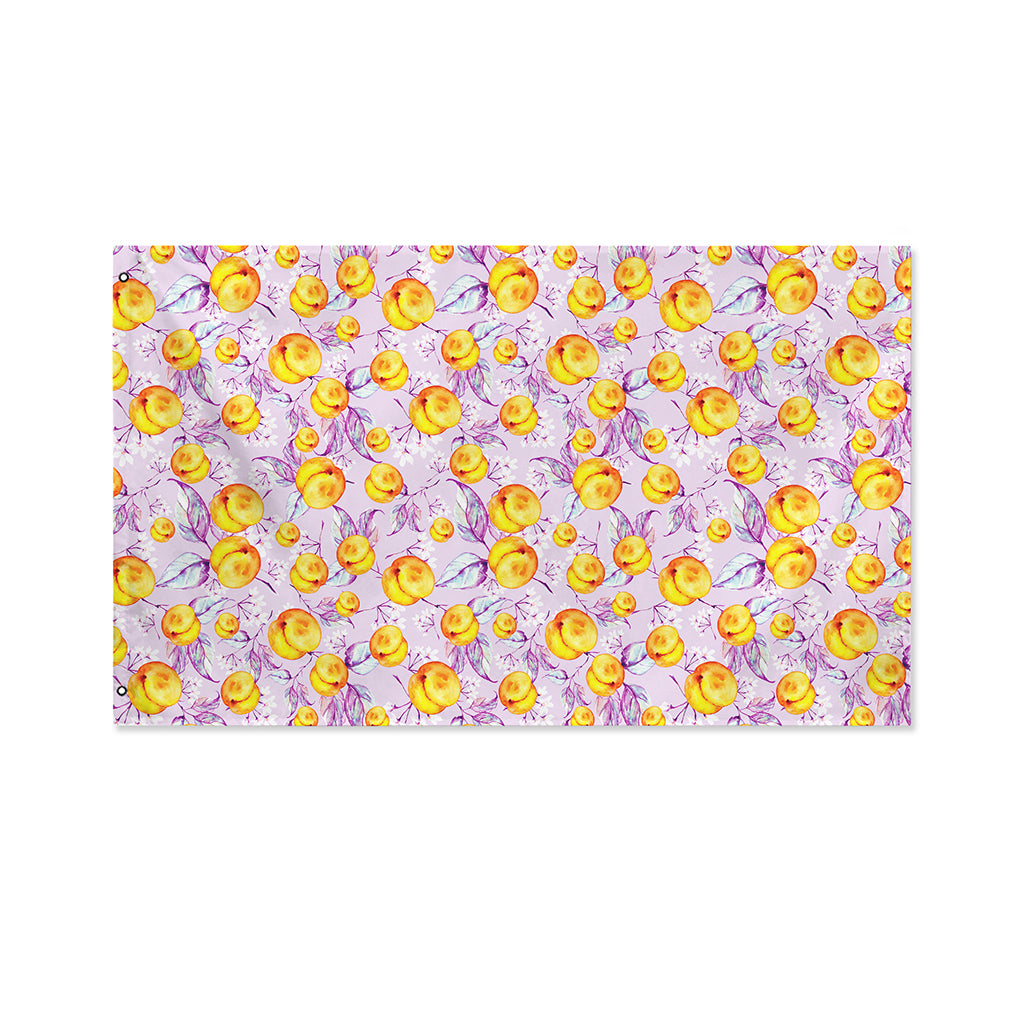 Watercolor Apricot Fruit Pattern Print Polyester Flag