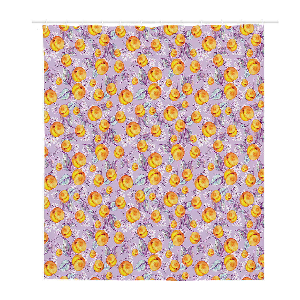 Watercolor Apricot Fruit Pattern Print Polyester Shower Curtain