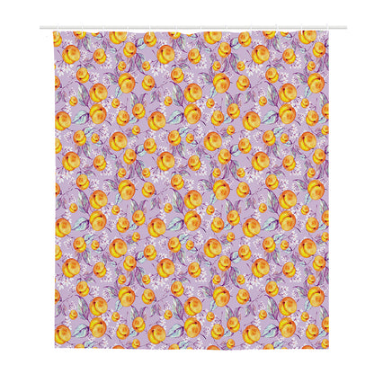 Watercolor Apricot Fruit Pattern Print Polyester Shower Curtain