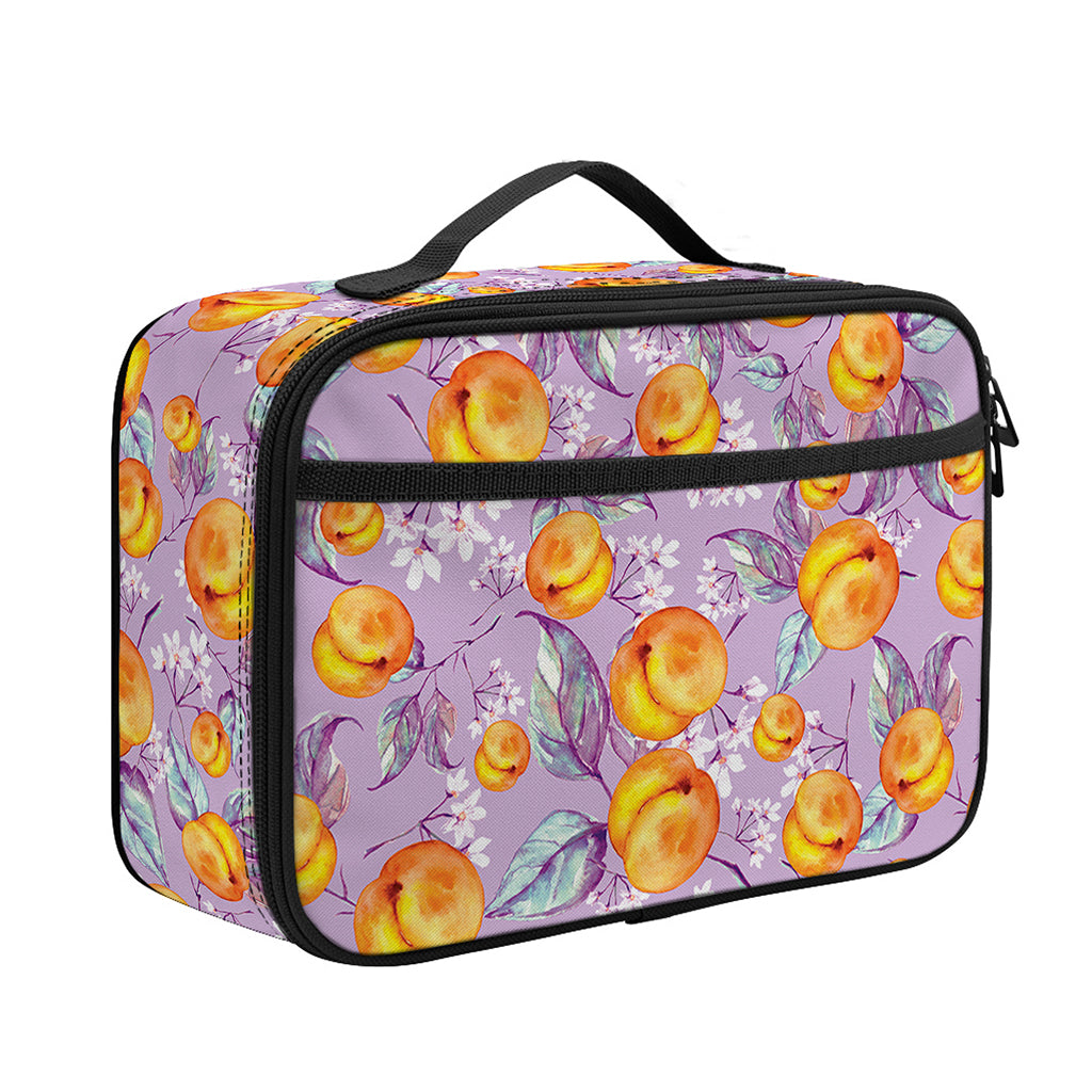 Watercolor Apricot Fruit Pattern Print Portable Lunch Bag