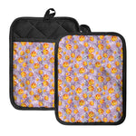 Watercolor Apricot Fruit Pattern Print Pot Holders With Pocket