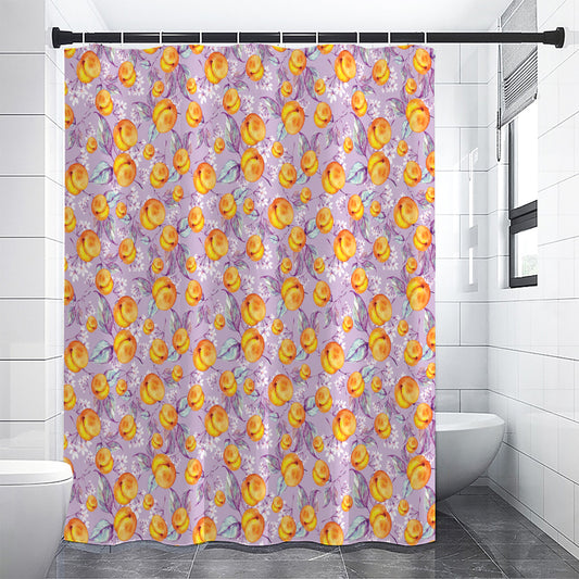 Watercolor Apricot Fruit Pattern Print Premium Shower Curtain