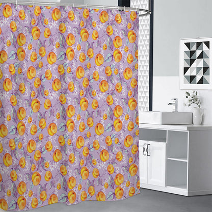 Watercolor Apricot Fruit Pattern Print Premium Shower Curtain