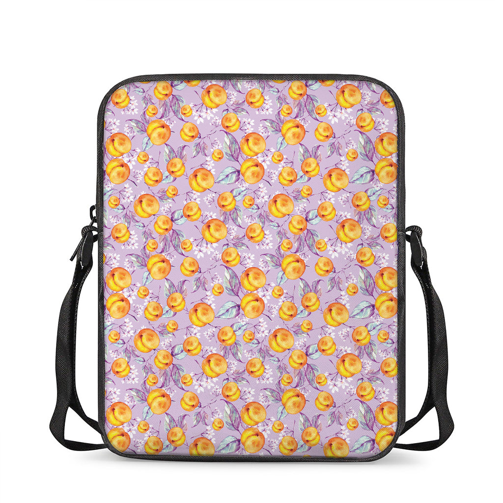 Watercolor Apricot Fruit Pattern Print Rectangular Crossbody Bag