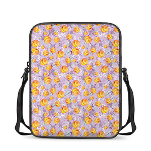 Watercolor Apricot Fruit Pattern Print Rectangular Crossbody Bag