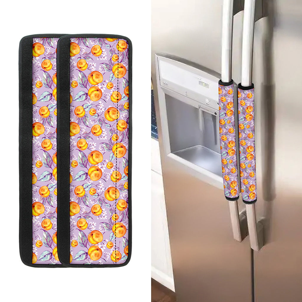 Watercolor Apricot Fruit Pattern Print Refrigerator Handle Covers