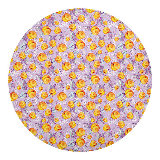 Watercolor Apricot Fruit Pattern Print Round Blanket