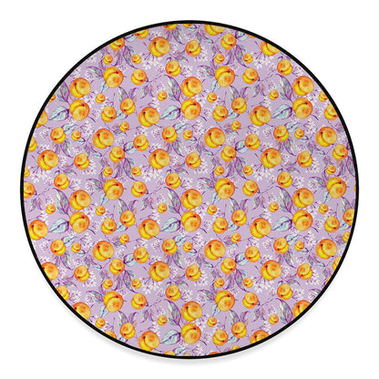 Watercolor Apricot Fruit Pattern Print Round Floor Mat