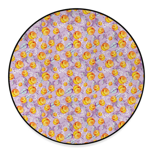 Watercolor Apricot Fruit Pattern Print Round Floor Mat