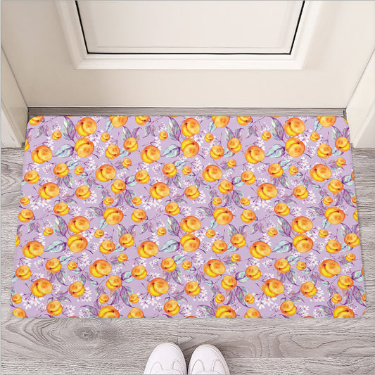 Watercolor Apricot Fruit Pattern Print Rubber Doormat