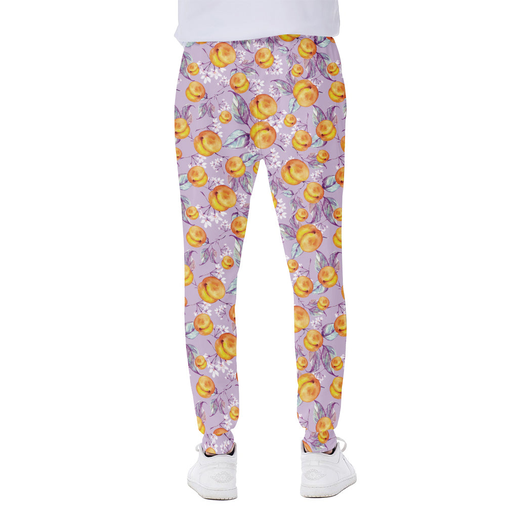 Watercolor Apricot Fruit Pattern Print Scuba Joggers