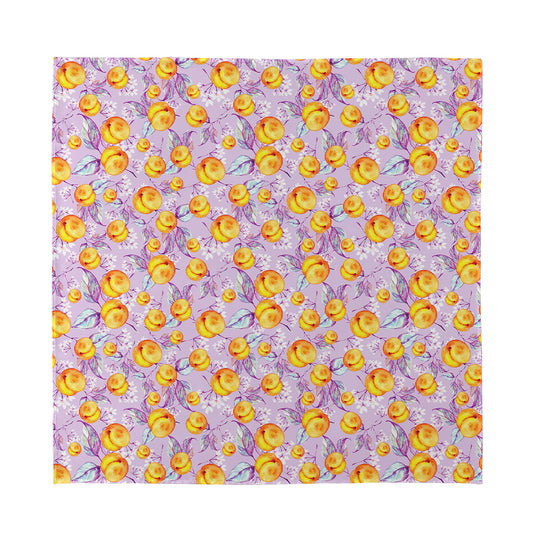 Watercolor Apricot Fruit Pattern Print Silk Bandana