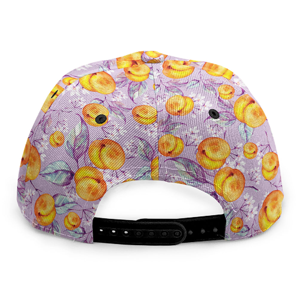 Watercolor Apricot Fruit Pattern Print Snapback Cap