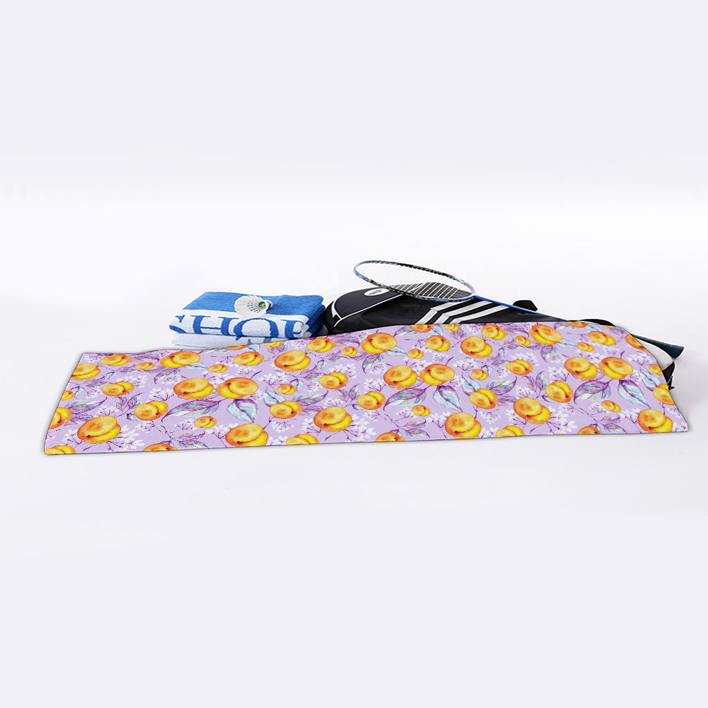 Watercolor Apricot Fruit Pattern Print Sports Towel