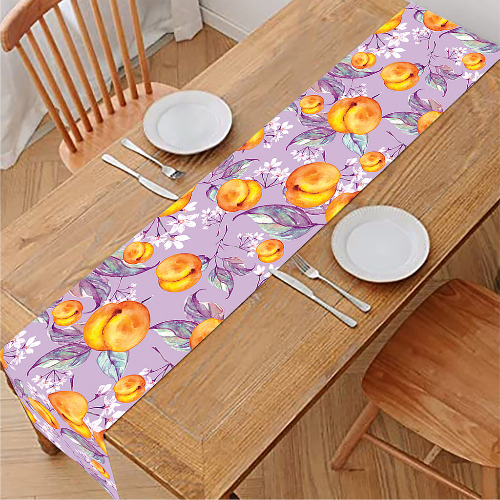 Watercolor Apricot Fruit Pattern Print Table Runner