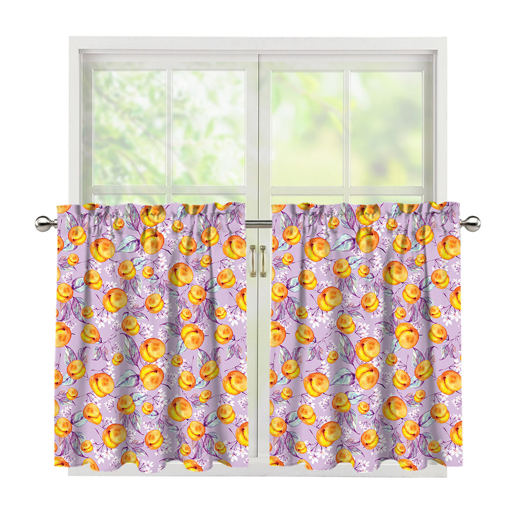 Watercolor Apricot Fruit Pattern Print Tier Curtains