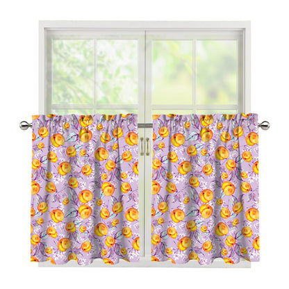 Watercolor Apricot Fruit Pattern Print Tier Curtains
