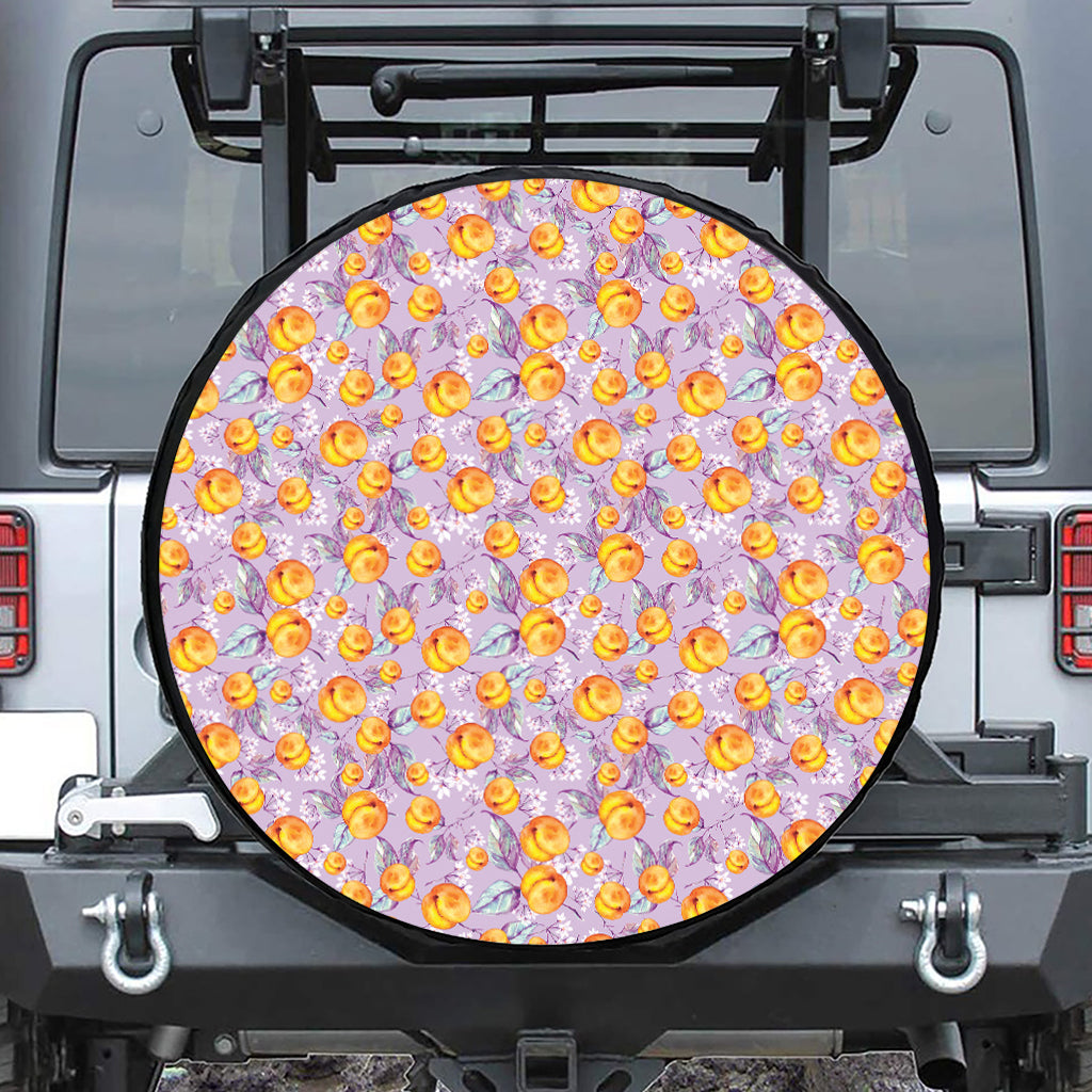 Watercolor Apricot Fruit Pattern Print Tire Cover