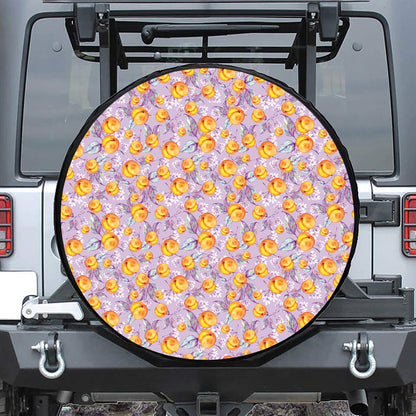 Watercolor Apricot Fruit Pattern Print Tire Cover