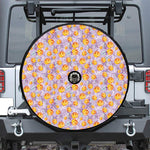 Watercolor Apricot Fruit Pattern Print Tire Cover With Camera Hole