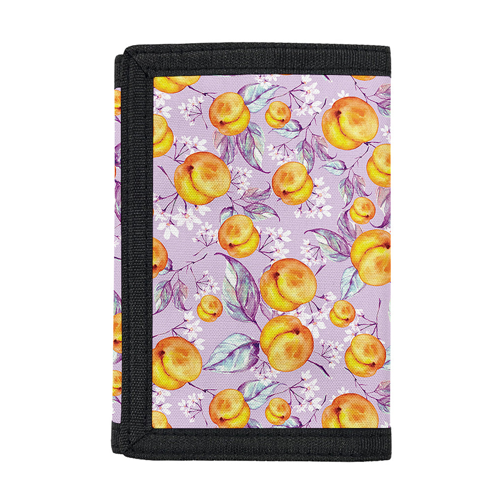 Watercolor Apricot Fruit Pattern Print Trifold Wallet