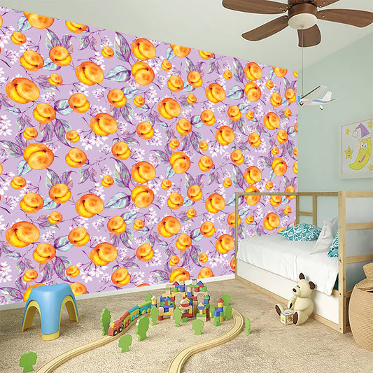 Watercolor Apricot Fruit Pattern Print Wall Sticker