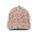 Watercolor Apricot Fruit Pattern Print White Mesh Trucker Hat