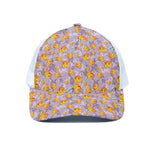Watercolor Apricot Fruit Pattern Print White Mesh Trucker Cap