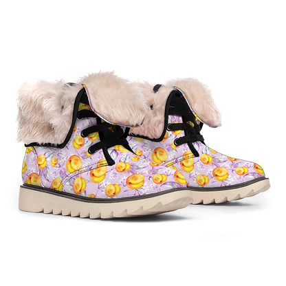 Watercolor Apricot Fruit Pattern Print Winter Boots