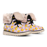 Watercolor Apricot Fruit Pattern Print Winter Boots