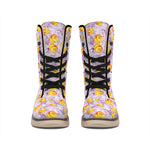 Watercolor Apricot Fruit Pattern Print Winter Boots