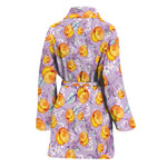 Watercolor Apricot Fruit Pattern Print Women's Bathrobe
