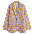 Watercolor Apricot Fruit Pattern Print Women's Blazer