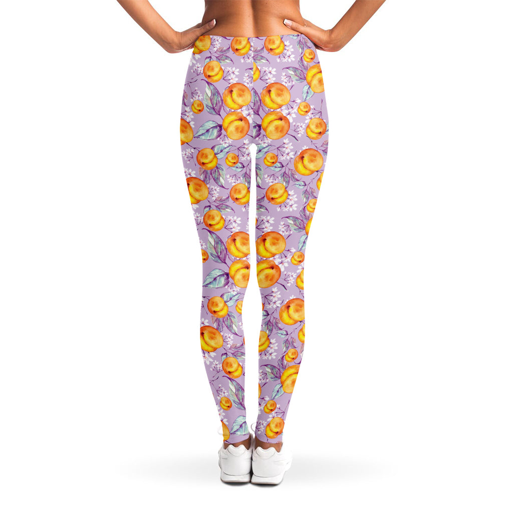 Watercolor Apricot Fruit Pattern Print Women's Leggings