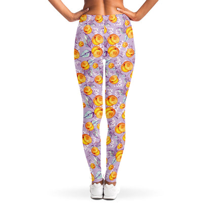 Watercolor Apricot Fruit Pattern Print Women's Leggings