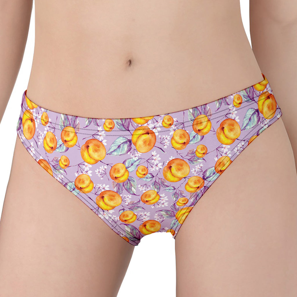 Watercolor Apricot Fruit Pattern Print Women's Panties