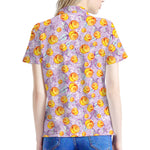 Watercolor Apricot Fruit Pattern Print Women's Polo Shirt