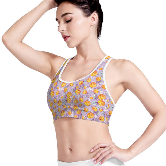 Watercolor Apricot Fruit Pattern Print Women's Sports Bra