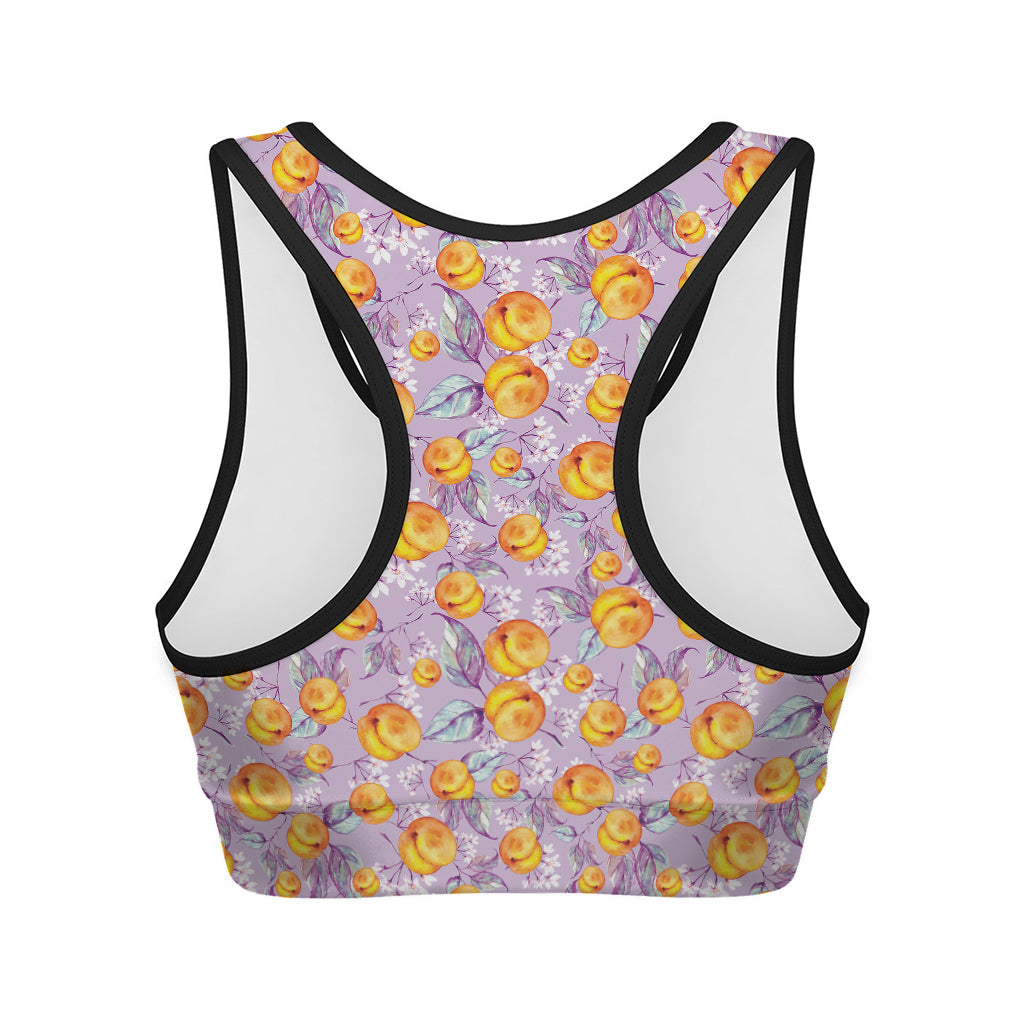 Watercolor Apricot Fruit Pattern Print Women's Sports Bra