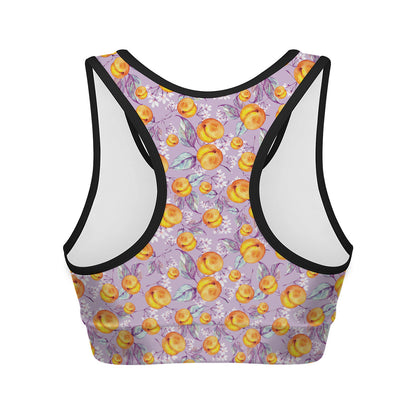 Watercolor Apricot Fruit Pattern Print Women's Sports Bra
