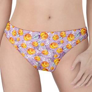 Watercolor Apricot Fruit Pattern Print Women's Thong