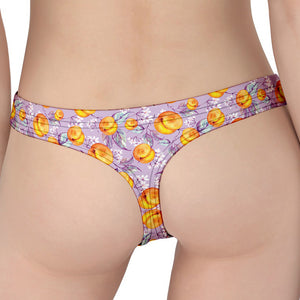 Watercolor Apricot Fruit Pattern Print Women's Thong