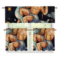 Watercolor Aquarius Zodiac Sign Print 3 Piece Kitchen Curtains