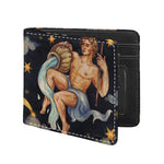 Watercolor Aquarius Zodiac Sign Print Bifold Wallet