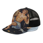 Watercolor Aquarius Zodiac Sign Print Black Mesh Trucker Cap