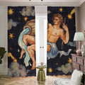 Watercolor Aquarius Zodiac Sign Print Dimout Pencil Pleat Curtains